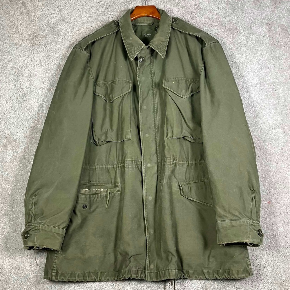 Vintage Military M-51 Field Jacket Mens Green Talon Zipper Distressed 50s Korea